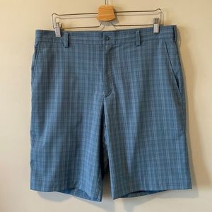 Nike Golf Fit Dry Blue Plaid Flat Front Shorts
